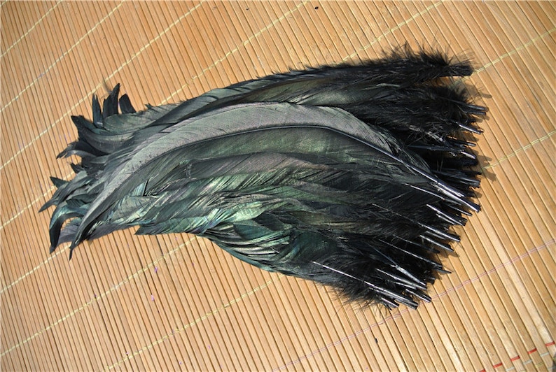 100 pcs black 12-14inch rooster feather loose cock feather loose for supply decor costume supply image 2