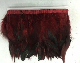 Black 2Yard Rooster Hackle Feather Fringe Trim Italy