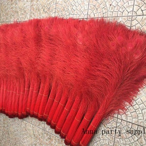 100 pcs 30-35inch off white red hot pink yellow blue turquoise purple  green black orange peacock feather for costumes