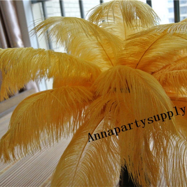 100 pcs Gold ostrich feather plume for wedding party prom supply decor wedding centerpiece