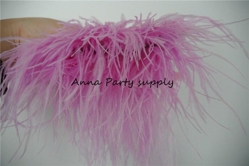 1 yard light pink Ostrich feather fringe trim for sewing dress party supply #23
