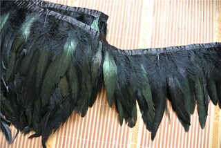 Sowder Frangia Di Piume Di Gallo Per Decorazioni Fai Da Te | Larghezza 12-35,6 Cm, Confezione Da 1,8 Metri | Colore Nero