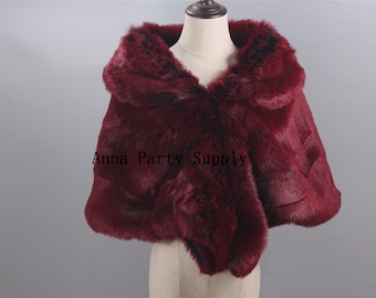 burgundy faux fur wrap