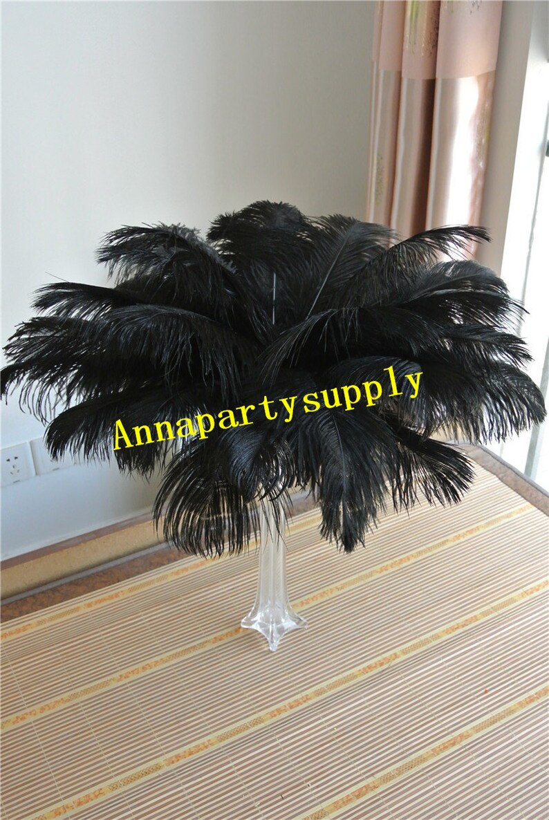 100 pcs black ostrich feather plume for wedding party supply wedding centerpiece party prom supply image 1