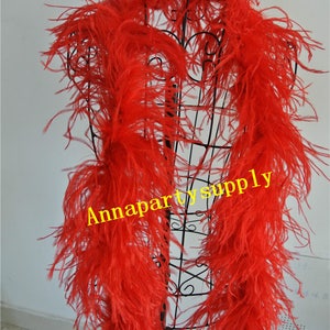 2 Meters red ostrich feather boa 2 ply thickness for party supply decor supply craft supply