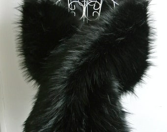 black faux fur bridal wrap shrug wedding faux fur cape Wedding Fur shrug Bridal Faux Fur Stole Fur Shawl Cape