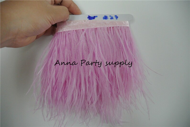 1 yard light pink Ostrich feather fringe trim for sewing dress party supply #23