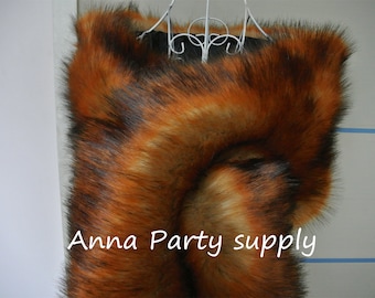 brown with black tip faux fur bridal wrap shrug wedding faux fur cape Wedding Fur shrug Bridal Faux Fur Stole Fur Shawl Cape