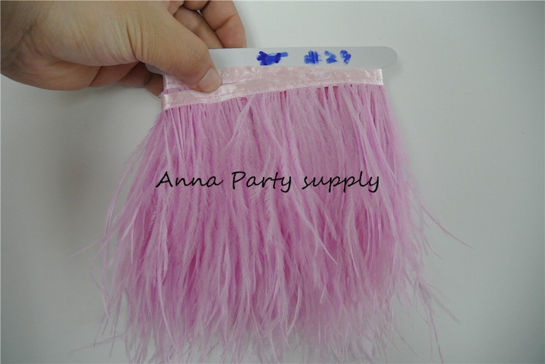 1 yard light pink Ostrich feather fringe trim for sewing dress party supply #23