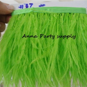 1 yard lime green Ostrich feather fringe trim for sewing dress party supply #37