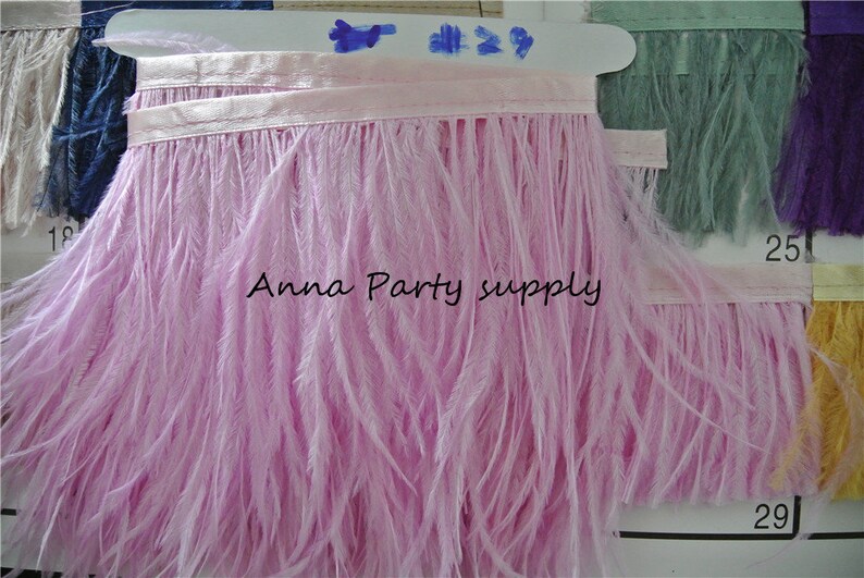 1 yard light pink Ostrich feather fringe trim for sewing dress party supply #23