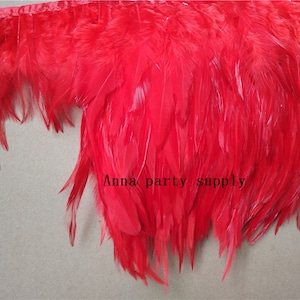 red hackle rooster feather fringe trim for sewing desgin prom party supply