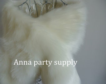 light ivory faux fur bridal wrap shrug wedding faux fur cape Wedding Fur shrug Bridal Faux Fur Stole Fur Shawl Cape