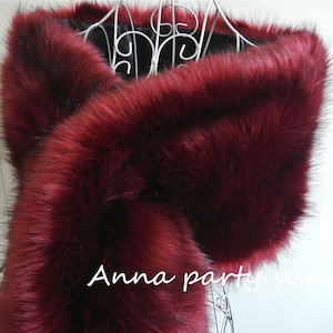 Wine Red Faux Fur Qipao Wrap Shawls Cape
