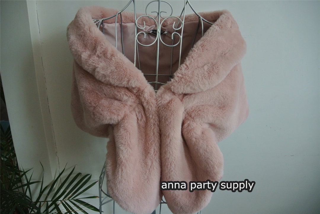 blush pink faux fur shawl