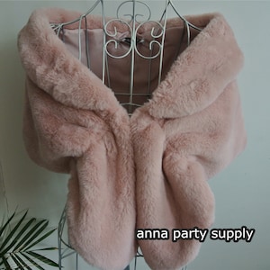 blush pink faux fur bridal wrap shrug wedding faux fur cape wedding supply
