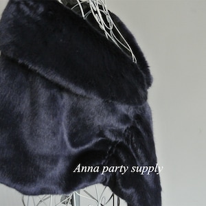 deep blue navy blue dark blue faux fur bridal wrap shrug wedding faux fur cape shrug bridal Faux Fur Stole