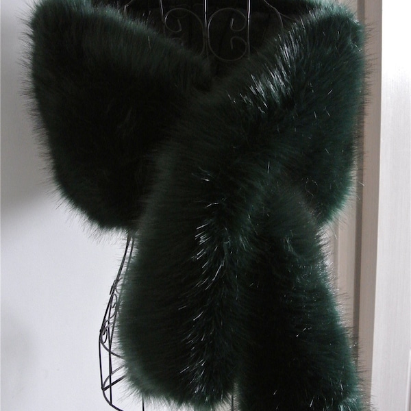 Dark green faux fur bridal wrap shrug wedding faux fur cape Wedding Fur shrug Bridal Faux Fur Stole Fur Shawl Cape