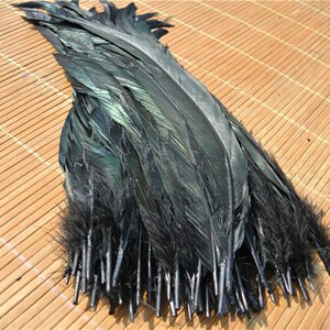 100 pcs black 12-14inch rooster feather loose cock feather loose for supply decor costume supply image 4