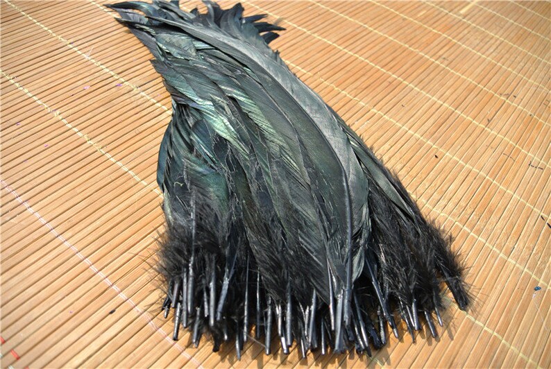 100 pcs black 12-14inch rooster feather loose cock feather loose for supply decor costume supply image 4
