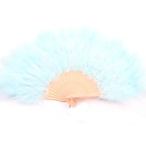 hellblau Marabou Feder Fan Burlesque Feder Fan tanzen 20 * 12 Zoll 15farben für Partei begünstigt Showgirl Bräuche