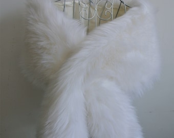 White faux fur bridal wrap shrug wedding faux fur cape Wedding Fur shrug Bridal Faux Fur shawl Stole Fur Shawl Cape