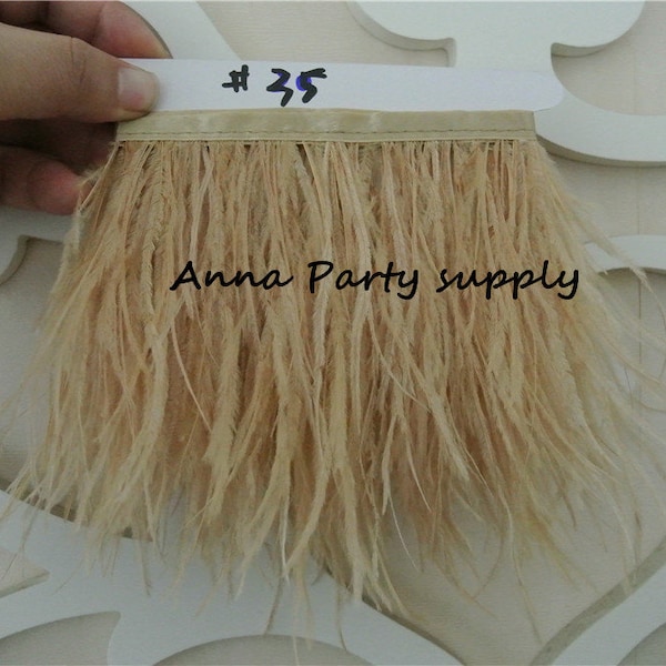 1 yard ginger yellow Ostrich feather fringe trim for sewing dress party supply #35