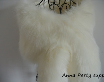 light ivory faux fur bridal wrap shrug wedding faux fur cape Wedding Fur shrug Bridal Faux Fur Stole Fur Shawl Cape