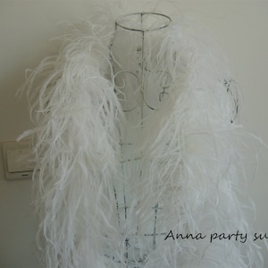 WHITE ostrich feather boa 6 ply thickness for party supply decor supply