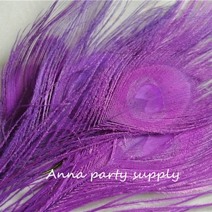 100 pcs 10-12inch light purple peacock feather peacock tail feather