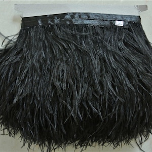 10 yards Black Ostrich feather fringe trim for sewing