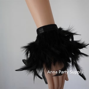 Black feather Bracelets feather cuff Bracelet 1 pair Feathers Band