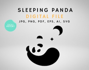 Sleeping Panda - jpg, png, pdf, eps, ai, svg files - Digital Download - Clip Art - Sublimation - Print then Cut