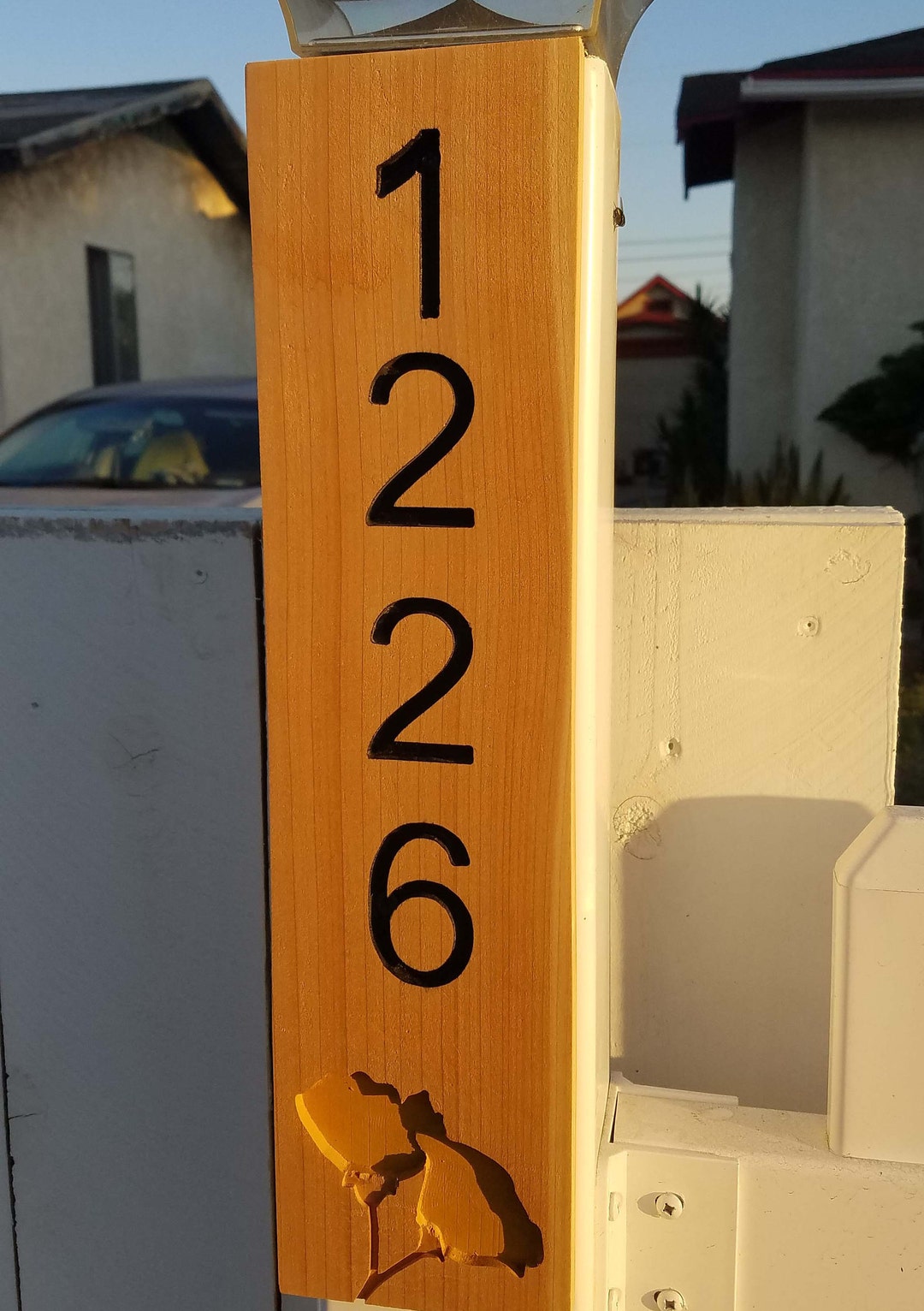 Custom Engraved House Numbers With California Poppy Etsy