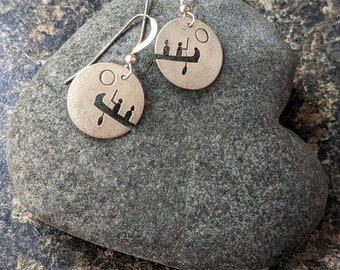 Vintage Sterling Silver Canoe Cut Out Earrings