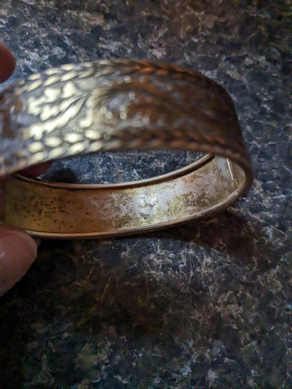 Vintage Engraved Brass Bracelet Western Tooled St… - image 5
