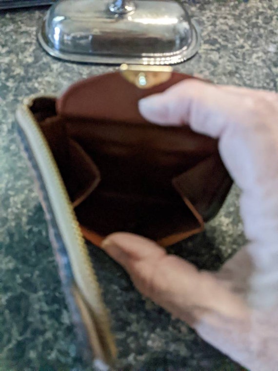 Vintage Leather Tooled Zipper Wallet Horse Gem