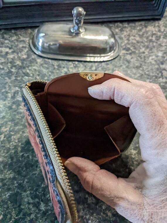 Vintage Leather Tooled Zipper Wallet Horse Gem