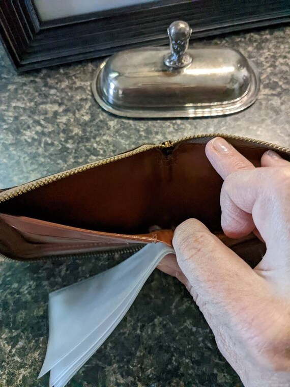 Vintage Leather Tooled Zipper Wallet Horse Gem