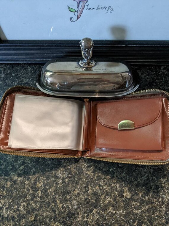 Vintage Leather Tooled Zipper Wallet Horse Gem