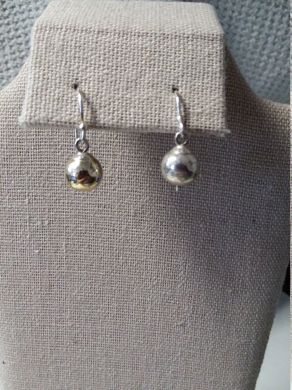 Vintage Sterling Silver Ball Bead Earrings Etsy