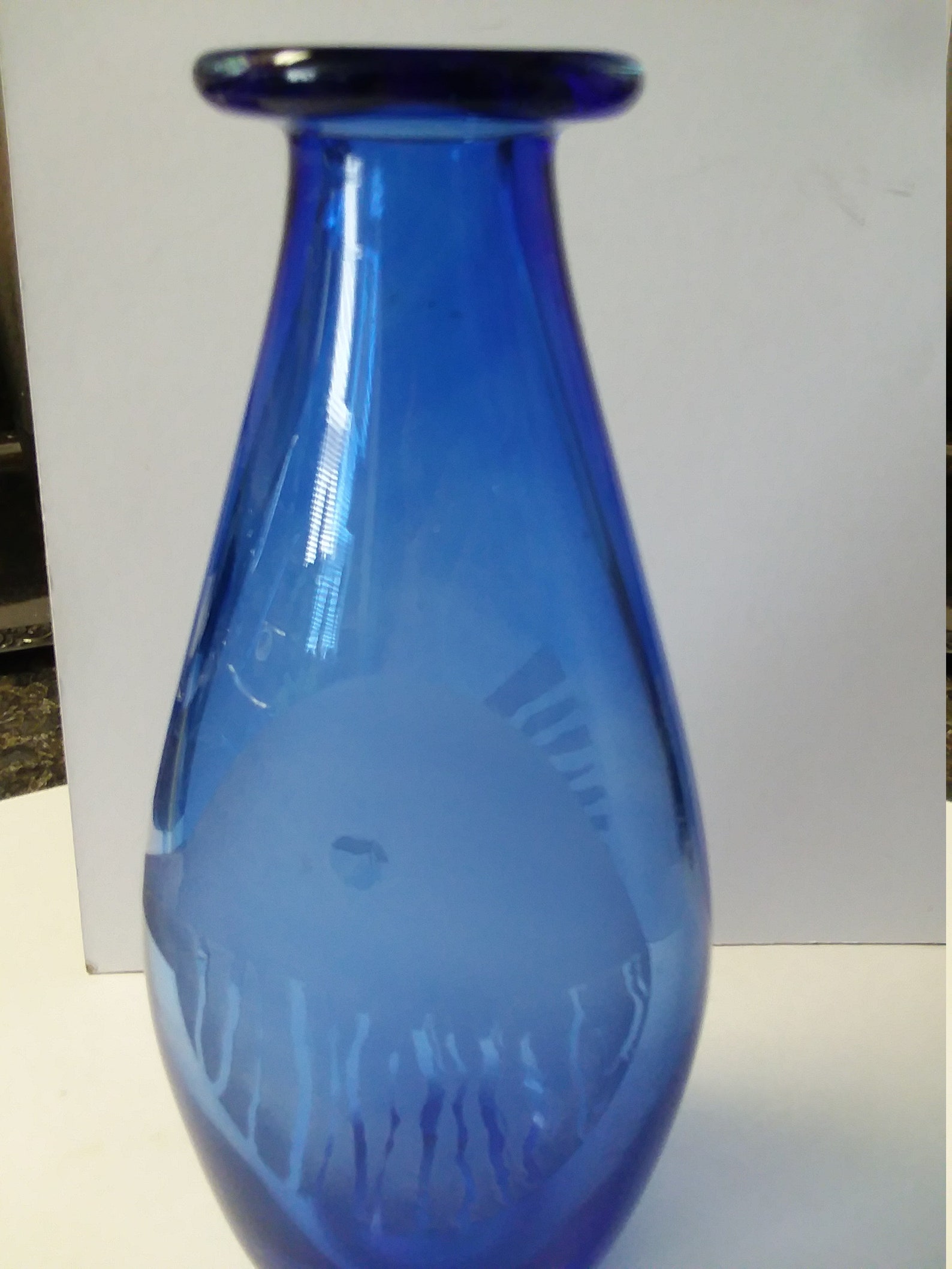 Vintage Signed Cobalt Blue Bird Art Glass Vase Etsy