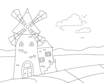 Platteland Tekening Etsy