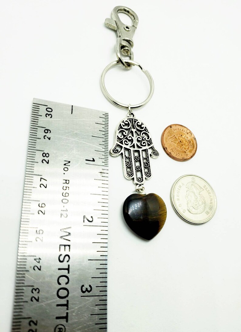 Hamsa key fob Birthday gift Jasper heart key chain stocking stuffer unique gift lanyard unisex