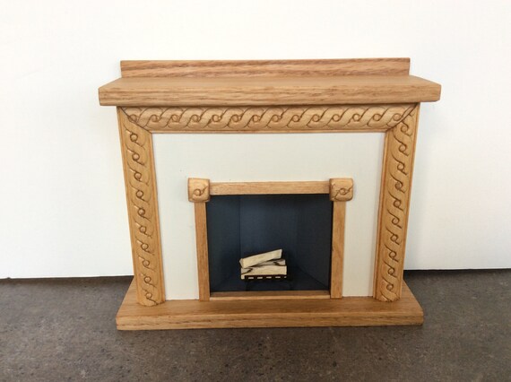 Miniature Fireplace 1 12 Dollhouse Scale With Firewood And Etsy
