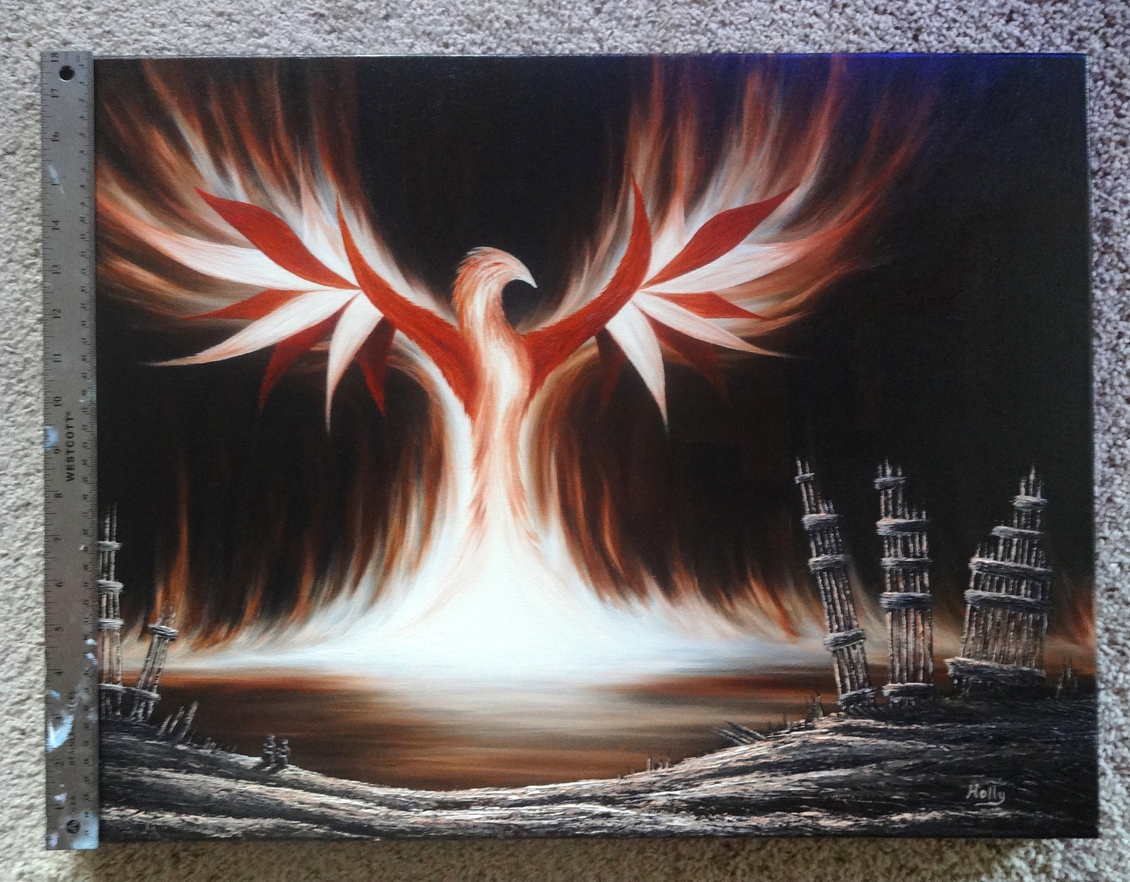 Phoenix Rising Original Oil Painting 24 X 18 Etsy
