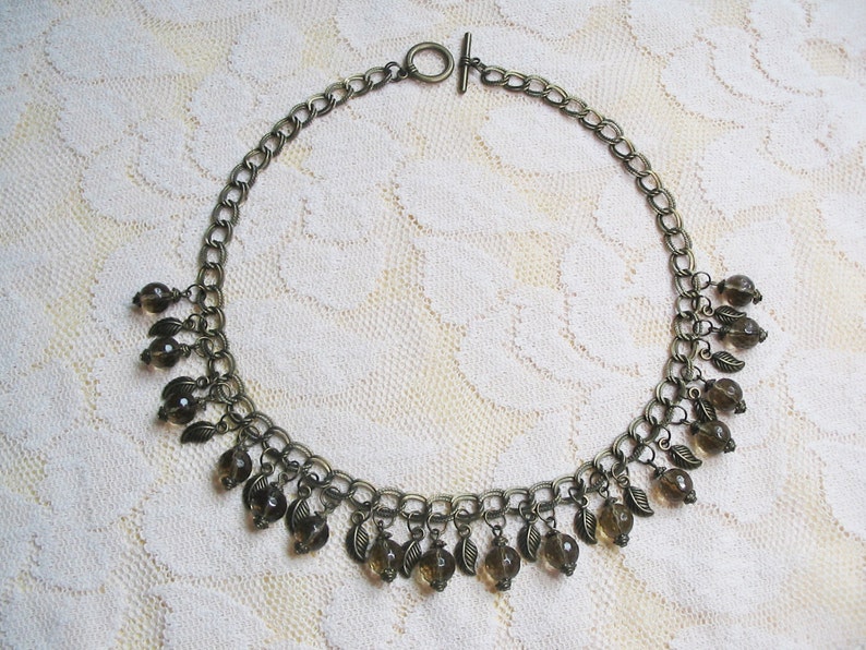 Smoky Quartz Necklace Ethnic Necklace Vintage Necklace Romantic Necklace Smoky Quartz Jewelry Wedding Jewelry Mother Gift FREE SHIPPING