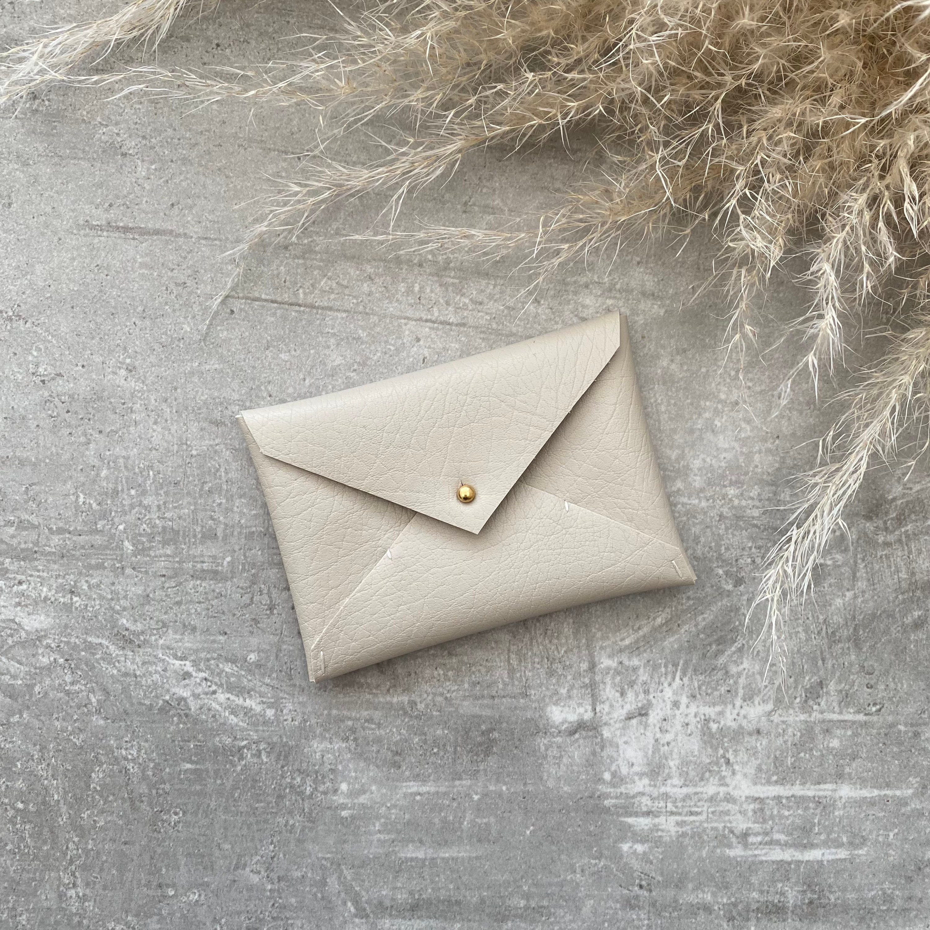 Vegan Leather Cash Envelope Pouch, Gray