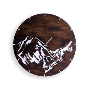 Reloj de pared grande "montañas", reloj de madera, reloj moderno, reloj de pared de madera, ideas de regalo de Navidad, reloj personalizado, reloj único hecho a mano