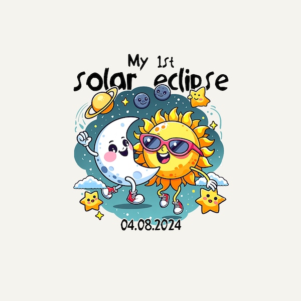 My First Solar Eclipse 2024 Png, Funny Kids America Totality Png, Trendy Retro Groovy Digital Download DTF Sublimation PNG
